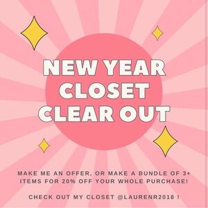 NEW YEAR CLOSET CLEAR OUT! 20% OFF 3+ ITEMS! OPEN TO OFFERS!